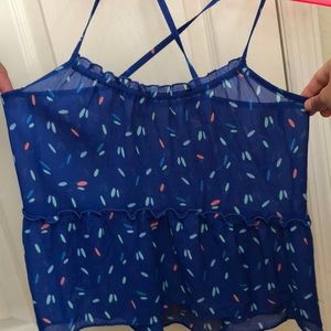 Sheer crossed back tank top